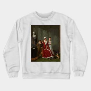 Portrait of General Baudet's Wife and Her Two Children, with a Bust of the General Behind by Jean-Jacques Lagrenee Crewneck Sweatshirt